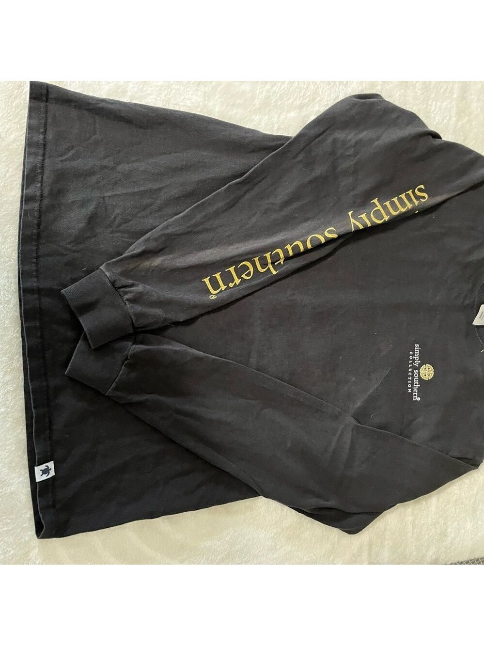 Simply Southern Black Shirt with Gold Logo M